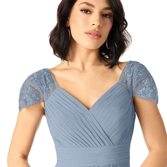 Plus size dusty blue AZAZIE bridesmaid gown - size A20 - Picture 2 of 7